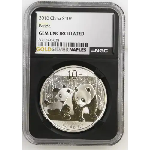 2010 - 1oz Panda Silver Coin - China 10Yn - NGC GEM UNC. (S14-B13)